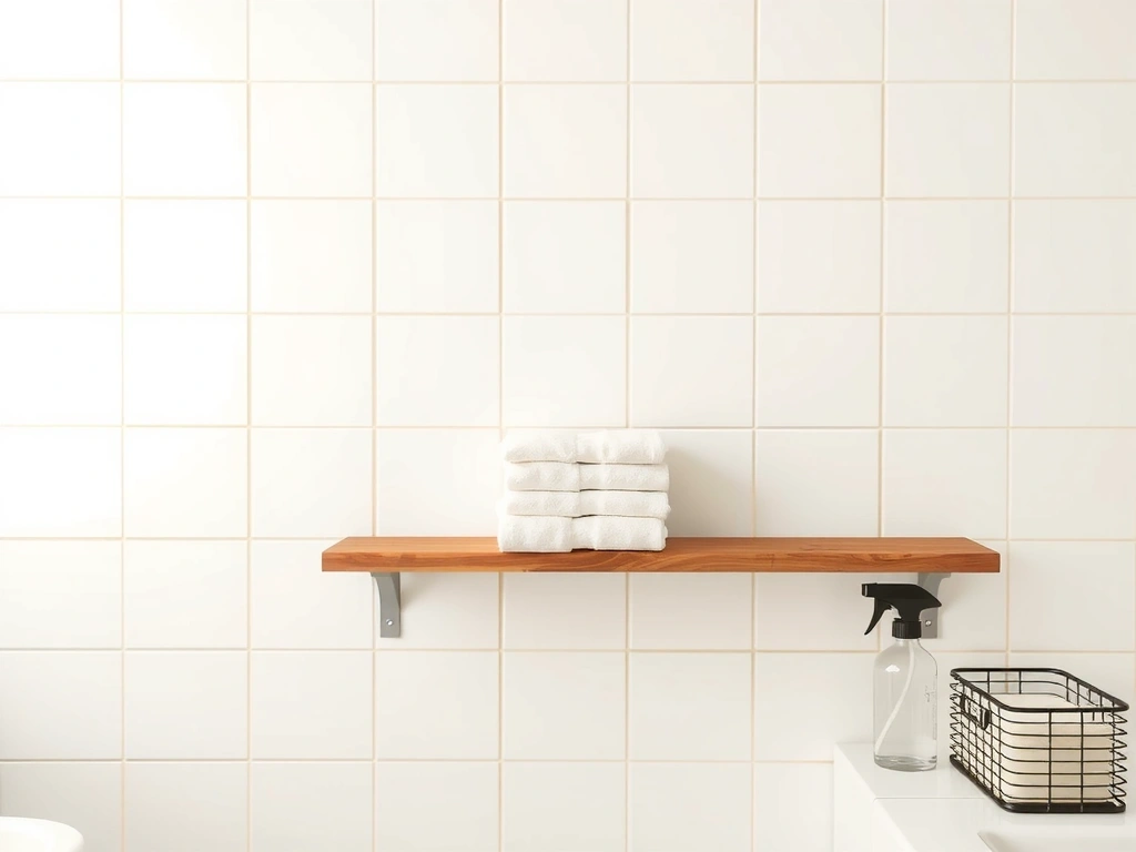 Interiér koupelny s precizně uspořádanými čistými předměty