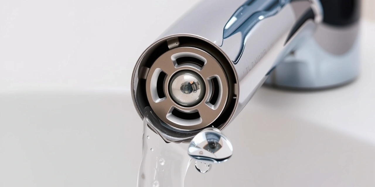 Leštěná chromovaná baterie v koupelně.